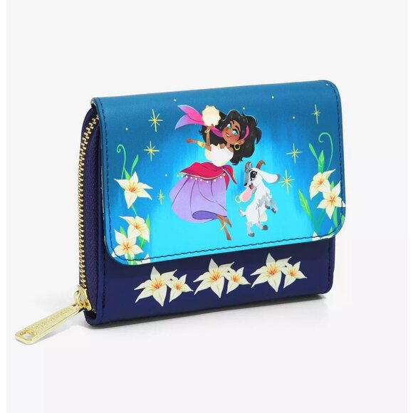 Loungefly Disney The Hunchback of Notre Dame Esmeralda & Djali Floral Zip Wallet - Picture 1 of 4